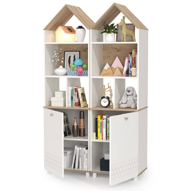 Два открытых стеллажа Эйп цвет белый/дуб белый Два открытых стеллажа Эйп цвет белый/дуб белый