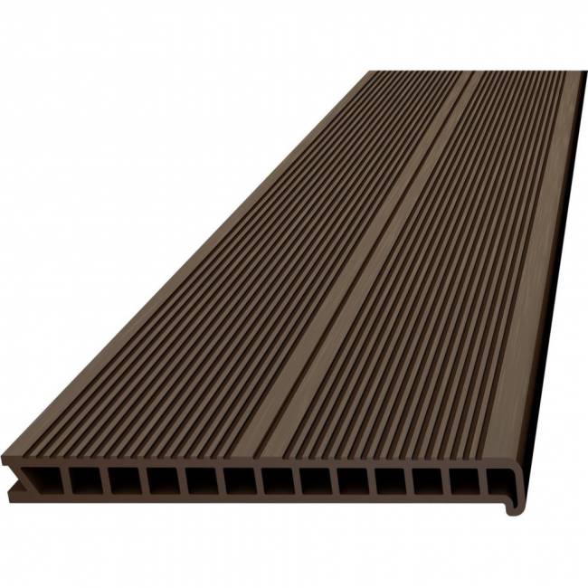 Ступень из ДПК DECKRON пустотелая с брашингом, 320*28*4000, коричневый